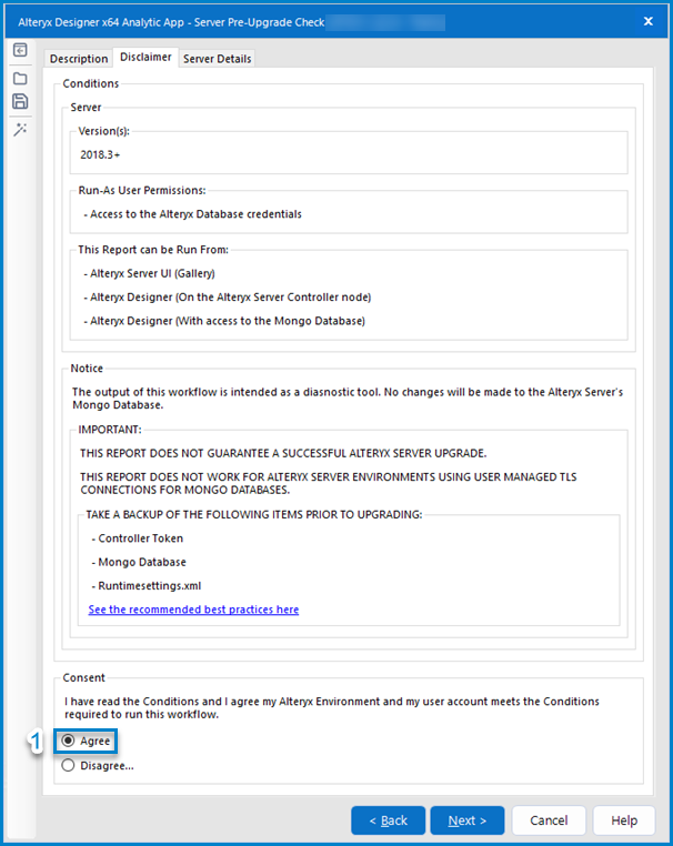 This image shows the Disclaimer tab of the Application and the option to agree to the Disclaimer.