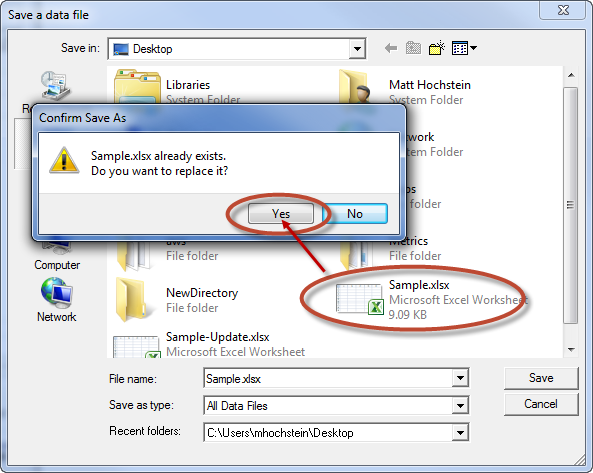 How do I output to an existing Excel document?