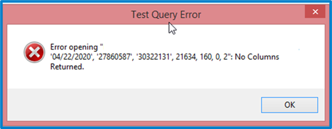 No Columns Returned for Stored Procedure