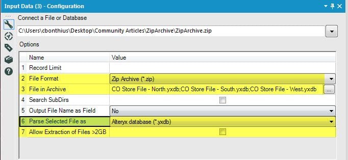Input Zipped Archive Files