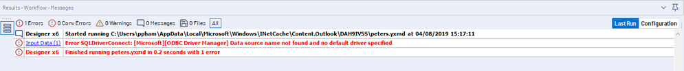 Error: Data source name not found and no default driver specified
