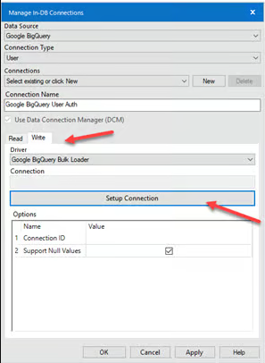 How to set up Google Big Query Bulk Write in Designer 22.3