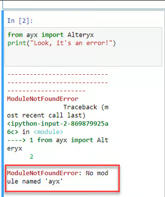 Python Tool: ModuleNotFoundError: No module named 'ayx'