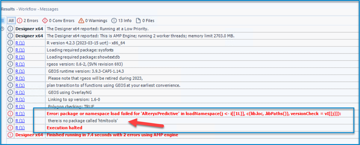 Error: "package or namespace load failed for 'AlteryxPredictive' in ...
