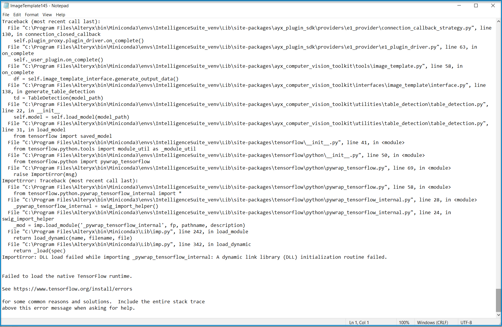 Error:"Failed to load the native TensorFlow runtime." when running ...