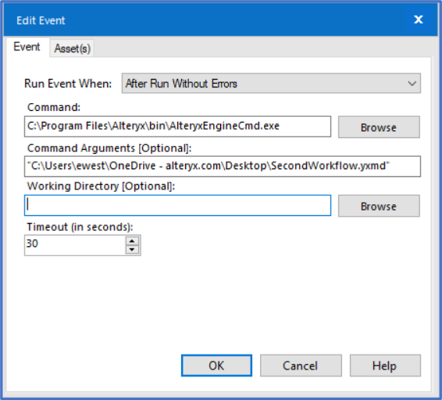 How to run a workflow from an event