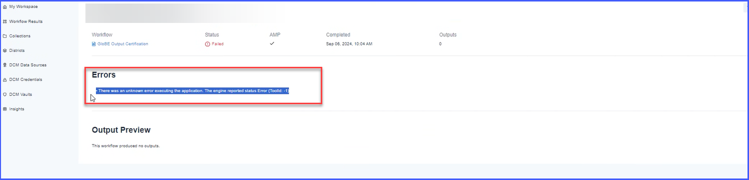 Chained Analytic App on Gallery producing TOOLID -1 error