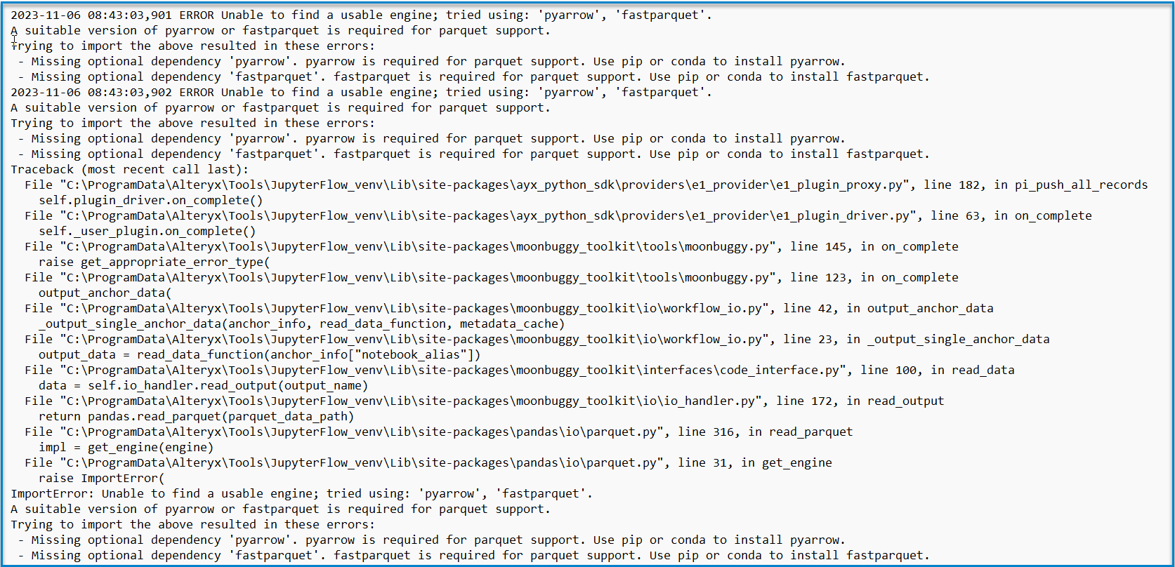Error: "Unexpected error occurred in plugin" occurs when running ...