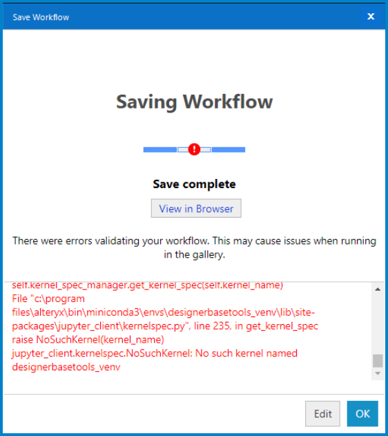 Python Error: NoSuchKernel: No such kernel named designerbasetools_venv