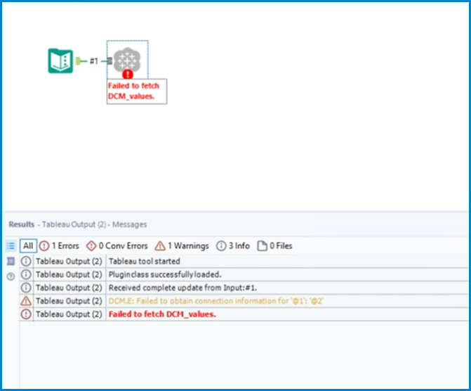 Failed to fetch DCM values output to Tableau Server