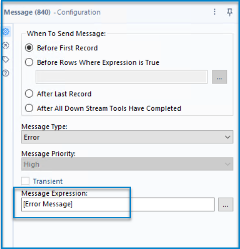 Server API Tool: Message ( ): Expression making the text of the message ...
