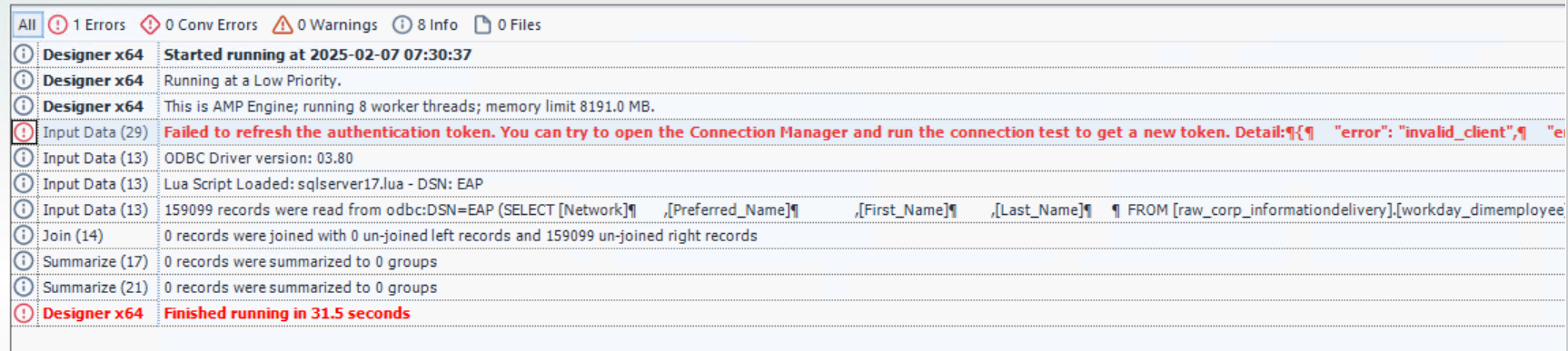 Failed to refresh the authorization token. You can try to open the ...