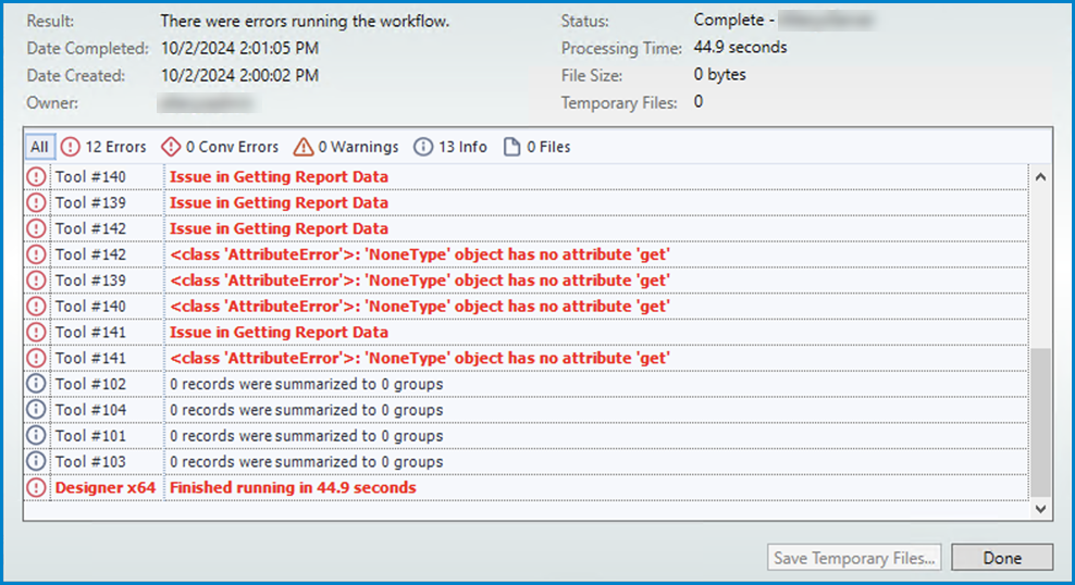 Alteryx Designer and Desktop Automation: Errors when running workflows ...