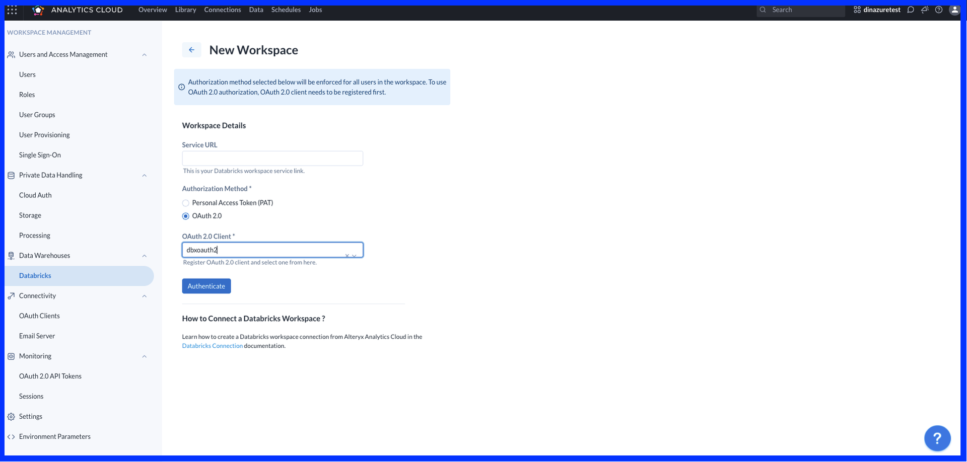 Access Databricks data with native OAuth from Alteryx One